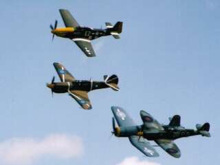 Mustang, Warhawk, Corsair and Spitfire flypast